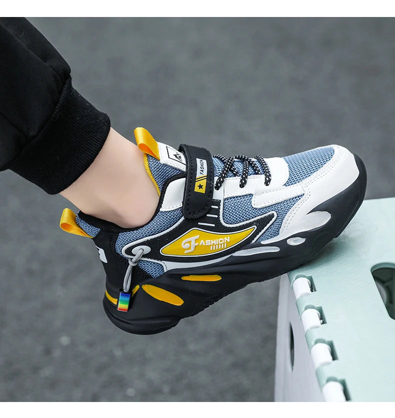 Boys’ Breathable Mesh Sneakers – Non-Slip Lightweight Kids Sports Shoes with Hook & Loop Closure (Ages 7–13) The Clothing Company Sydney