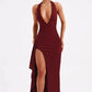 Deep V Neck Thigh High Split Maxi Halter Sleeveless Backless Bodycon Club Party Long Dress The Clothing Company Sydney