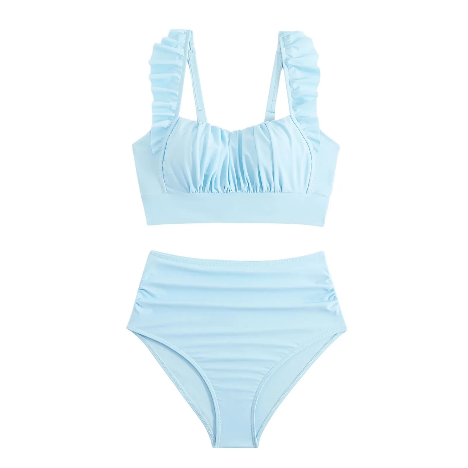 2 Piece Print Swimsuit Ruffle Swimwear Tops And High Waist Bikini Swim Shorts The Clothing Company Sydney