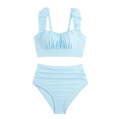 2 Piece Print Swimsuit Ruffle Swimwear Tops And High Waist Bikini Swim Shorts The Clothing Company Sydney