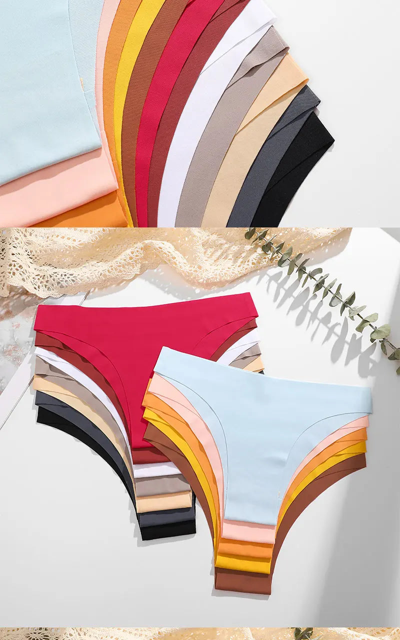 6 Pack Ice Silk Seamless Underwear Low Waisted Pants Breathable High Elasticity Lingerie Intimates Panties Briefs