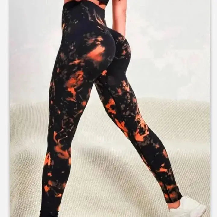 3D Print Tie Dye Sports Women Seamless High Waist Fitness Push Up Leggings Gym Clothing Workout Tights Pants