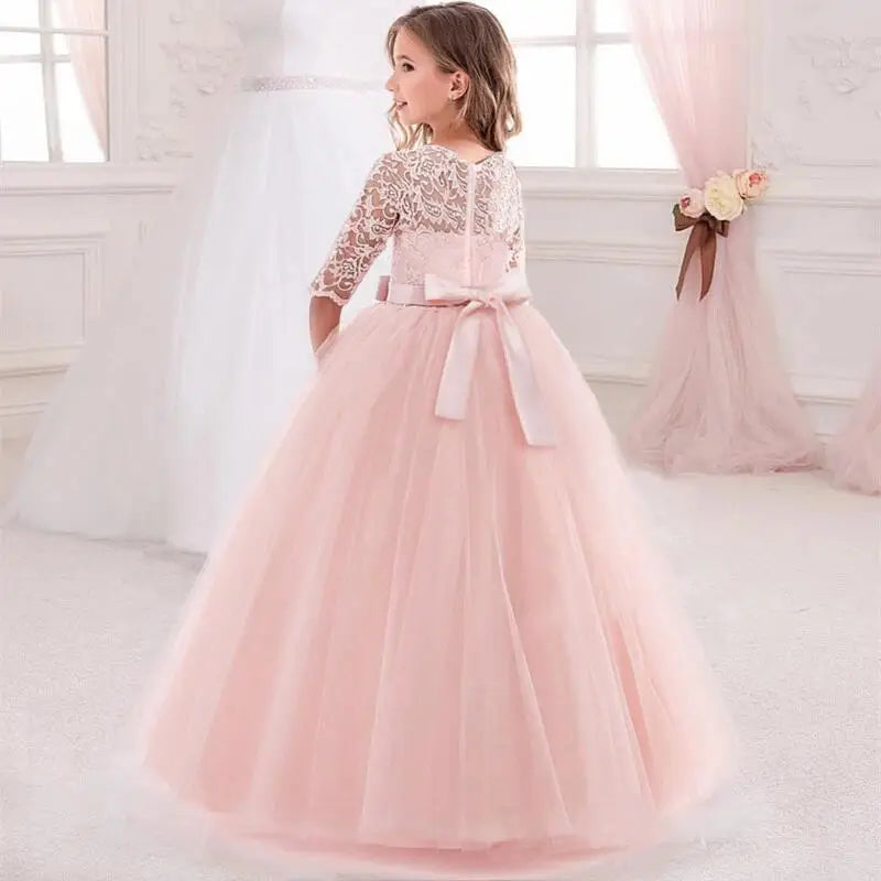 Teens Girls Princess Dress for Party Ball Gown Wedding White Dresses Kids Birthday Bridesmaid Costume Lace Flower Pageant Dress The Clothing Company Sydney