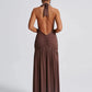 Halter Deep V Neck Backless Maxi Sleeveless Thigh High Split Long Dress The Clothing Company Sydney