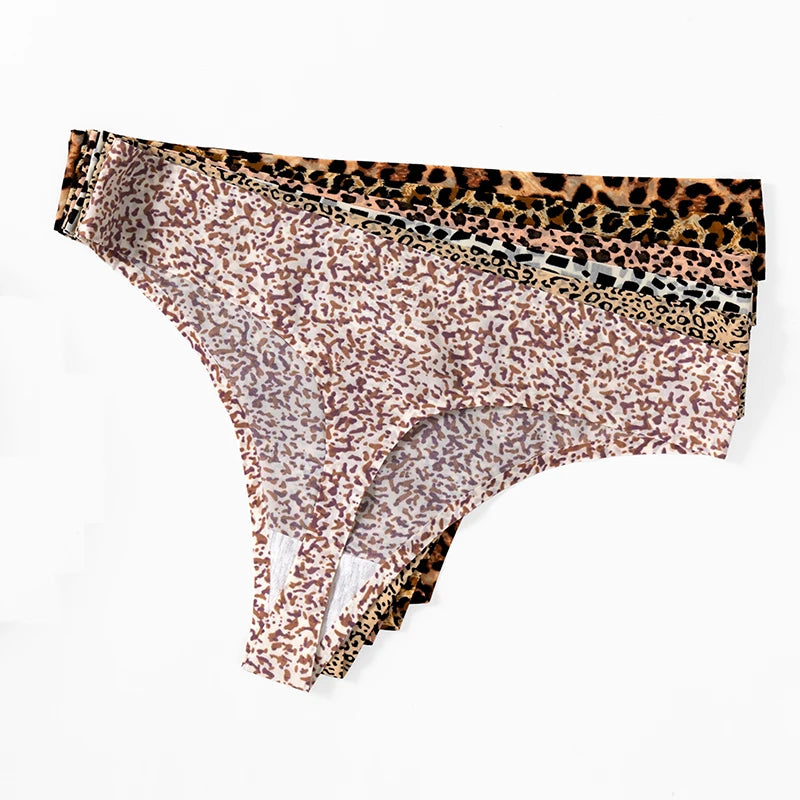 3 Pack Women's Panties Leopard Print Thongs Seamless Underwear Lingerie G-Strings T-Back