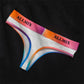 2 Pack Panties Cotton for Women Thong Rainbow Colour Underwear Ladies Elasticity G-string Briefs