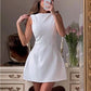 White Backless Patchwork Fashion Summer Elegant Party Mini Dress