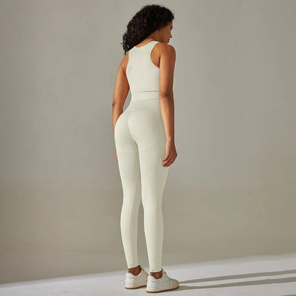 2 Piece Nylon Tracksuits Women's Yoga Set Sports Suit Sports Vest Gym Leggings Suit Seamless Workout Clothes Gymwear - The Clothing Company Sydney