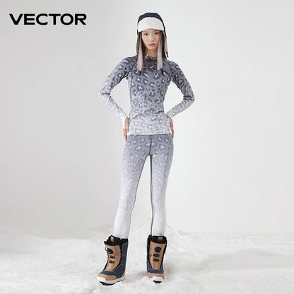 Womens 2 Piece Ultra Soft Winter Ski Quick Dry Base Layering Set Microfiber Fleece Thermal Underwear Plus Pants Set