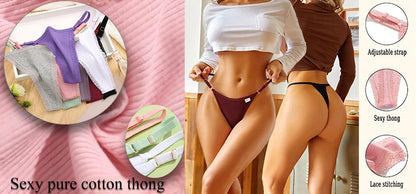 5 Pack G-string Panties Cotton Women's Underwear  Adjustable Waist Pantys Bikini Thongs Lingerie The Clothing Company Sydney
