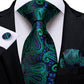 Men's Tie Teal Green Paisley Novelty Design Silk Wedding Tie for Men Handky cufflink Tie Set Party Business Fashion Set The Clothing Company Sydney