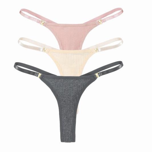 3 Pack Set Women's Panties Cotton Thongs Low Rise G String Solid Color Seamless Female Underpants Lingerie Underwear The Clothing Company Sydney