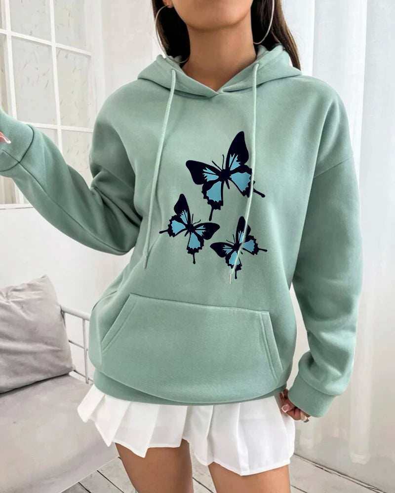 Butterflies Graphic Print Womens Long Sleeve Oversized Sweatshirt Streetwear Fleece Ladies Top The Clothing Company Sydney