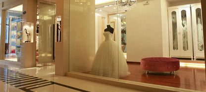 Elegant High Fork Wedding Dresses For Women Sparkling Lace Printing A-Line Bridal Gowns Engagement Party Dress The Clothing Company Sydney