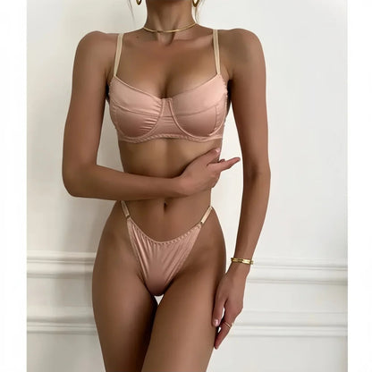 2 Piece Satin Lingerie Fancy Patchwork Bras And Thongs Underwear Suits Intimate Set The Clothing Company Sydney