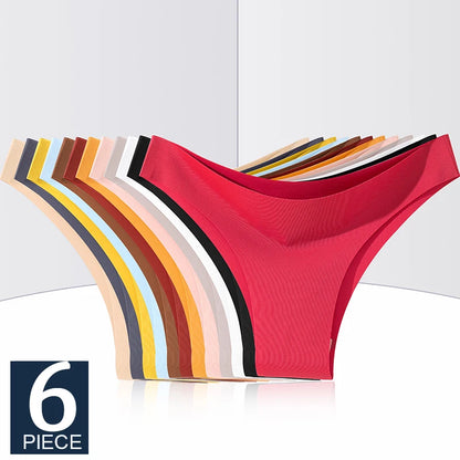 6 Pack Ice Silk Seamless Underwear Low Waisted Pants Breathable High Elasticity Lingerie Intimates Panties Briefs