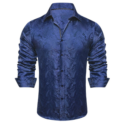 Men's Paisley Teal Blue Pink Grey Shirts Long Sleeve Dress Shirt Blouse for Male Wedding Party Banquet Office Dress Shirt The Clothing Company Sydney