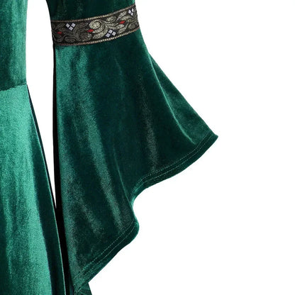 Halloween Costume Long Sleeve Medieval Cosplay Vintage Vampire Witch Victorian Gothic Bandage Dress