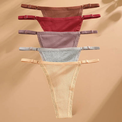 5 Pack G-string Panties Cotton Women's Underwear  Adjustable Waist Pantys Bikini Thongs Lingerie The Clothing Company Sydney