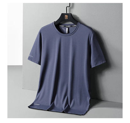 Ice Silk T-Shirts Men Plus Size Tshirt Tee Shirt Breathable Running Top