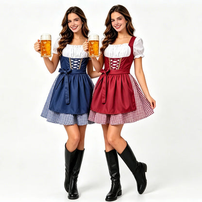 German Oktoberfest Costume Munich Bavaria Dirndl Maid Dress Pastoral Farm Carnival Dress