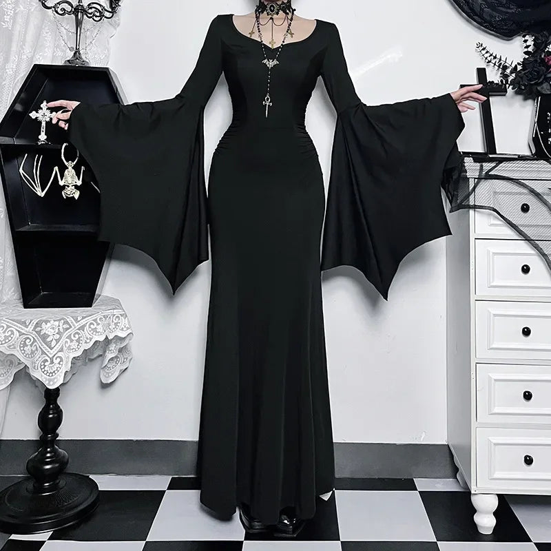 Women's Halloween Costume Batwing Sleeve Black Gothic Dress The Clothing Company Sydney