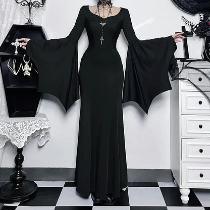 Women's Halloween Costume Batwing Sleeve Black Gothic Dress The Clothing Company Sydney