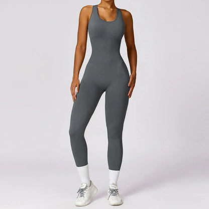 Seamless Gym Sport Jumpsuit Women Sportswear Hollow Backless Scrunch Fitness Overalls Push Up One Pieces Outfit Yoga Wear The Clothing Company Sydney