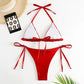 2 Piece Shiny Triangle Micro Thong Bikinis Sets Swimsuit Mini Swimwear Bathing Swiming Suits