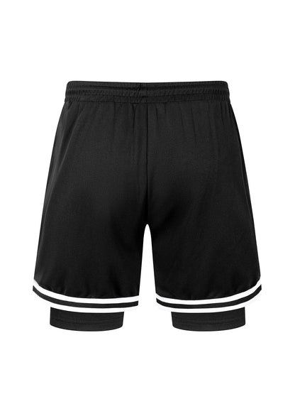 2 in 1 Summer Men's Sports Elastic Waist Basketball Training Shorts Fitness Running Breathable Quick Dry Sportswear Bottoms