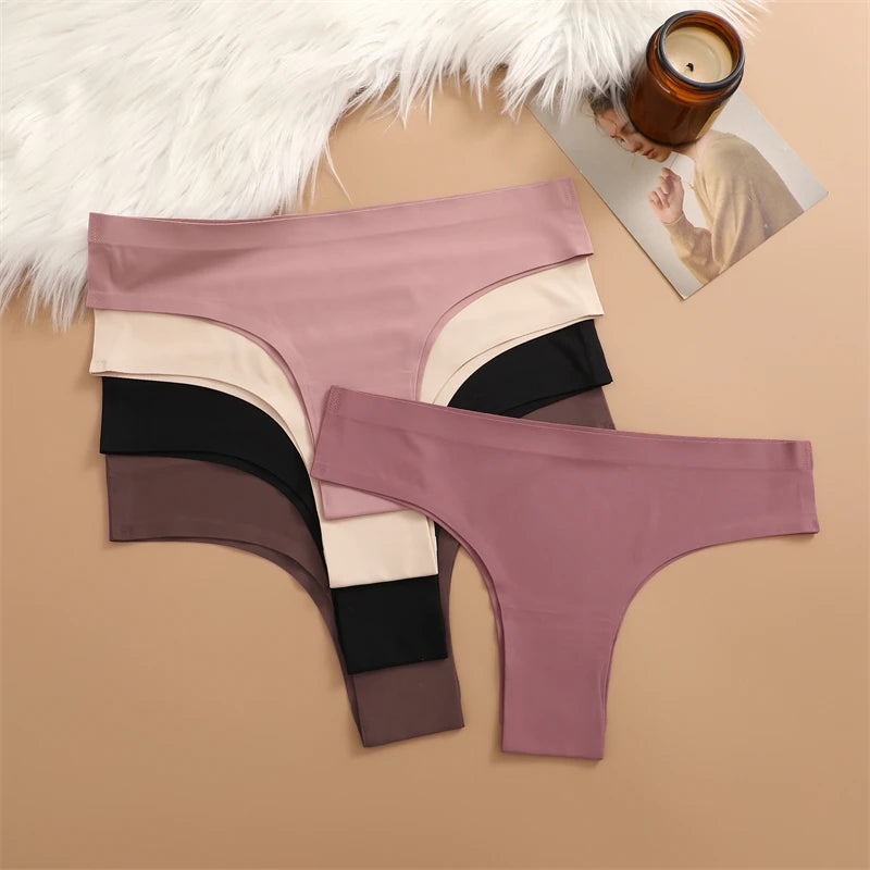 3 Pack Seamless Ultra-thin Panties Women Ice Silk Underwear Panty Low Waist G-string Briefs