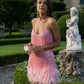 Summer Pink Party Dress Evening Luxury Women's Tassel Fringed Bodycon Dress Club Outfit