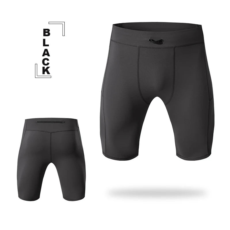 Men's Compression Quick Dry Bodybuilding Tights Fitness Leggings Elastic Waist Sport Bottoms Gym Running Shorts