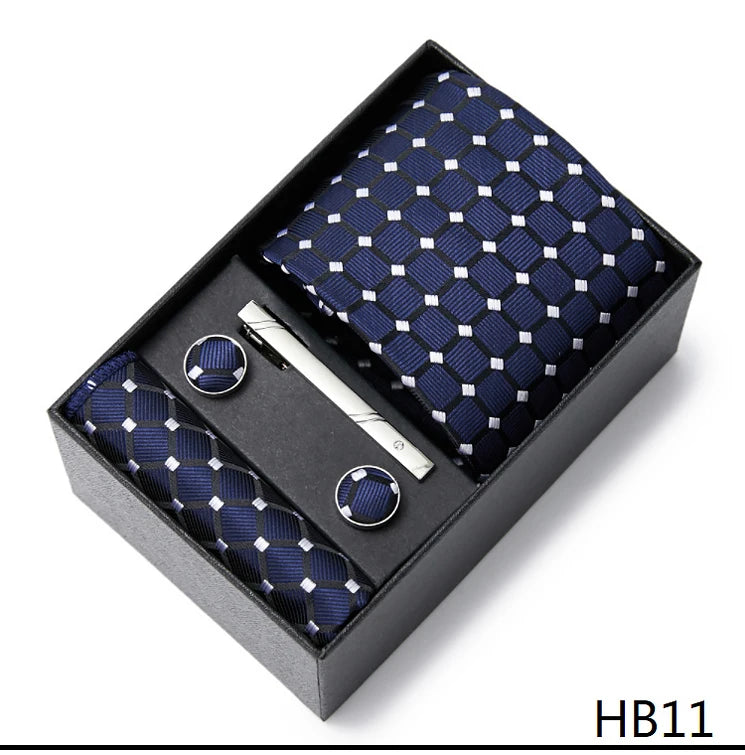 7.5 cm Width Tie Sets Black Men's Tie Hankerchiefs Cufflinks clip Box wedding gift handmade Necktie Set The Clothing Company Sydney