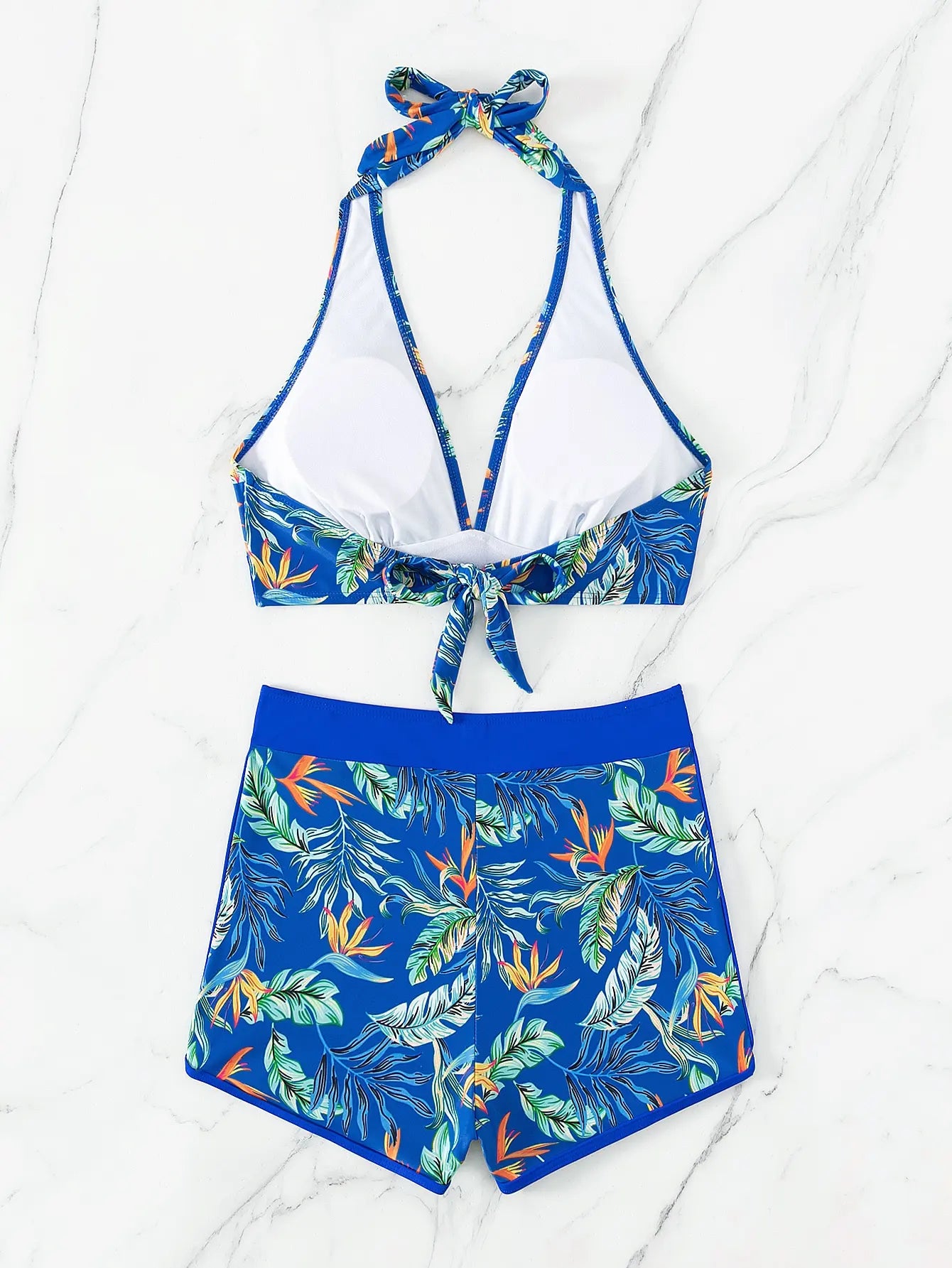 2 Piece Halter Bikini Set Shorts Swimsuit High Waist Swimwear Female Printed Bathers Swimming Bathing Swim Suit Beachwear