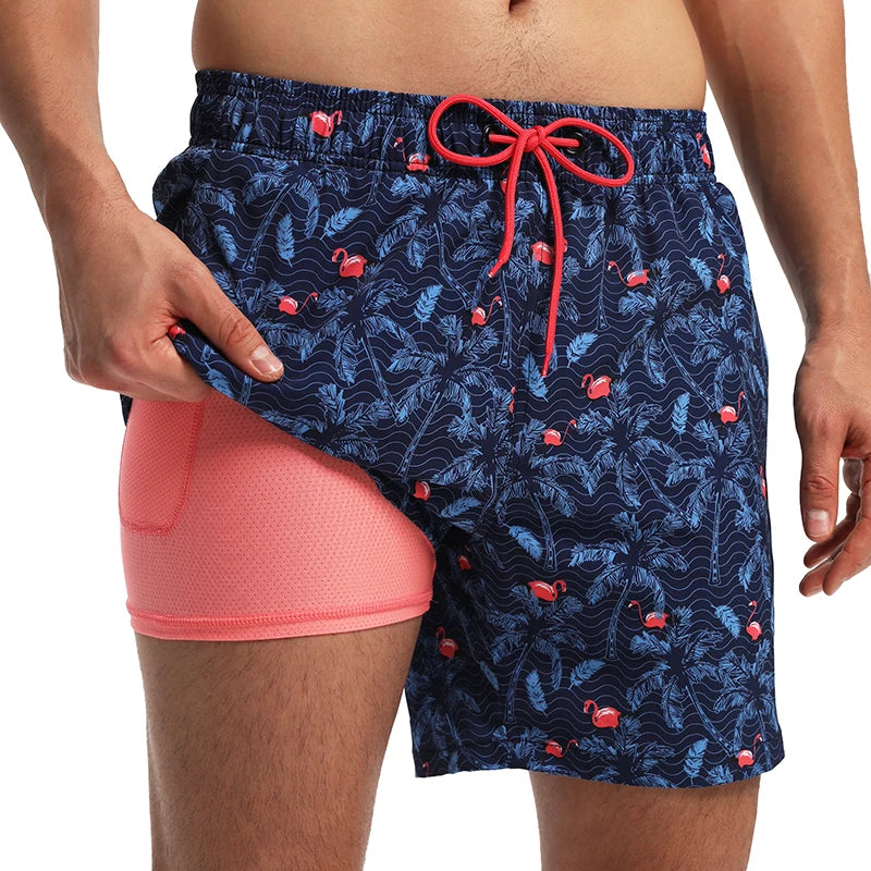 Men's Shorts Breathable Long Lining Gym Homme Quick Dry Zipper Pocket Beach Shorts Swim Trunks The Clothing Company Sydney