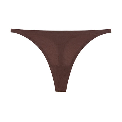 Ice silk thong women's panties, seamless G-string briefs with T-back design in a close-up product view
