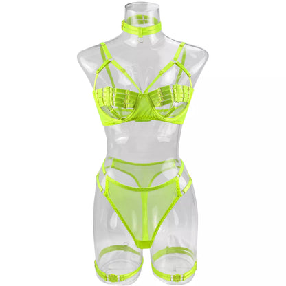 5-Piece Costume Hollow Underwear Sensual Open Bra Outfits Lingerie Set - The Clothing Company Sydney