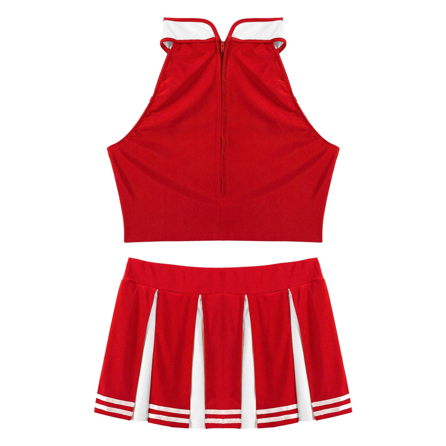 Women's Cheerleader Cosplay Costume Uniform Outfit Stand Collar Crop Top with Mini Pleated Skirts Carnival Cheerleading Suit The Clothing Company Sydney