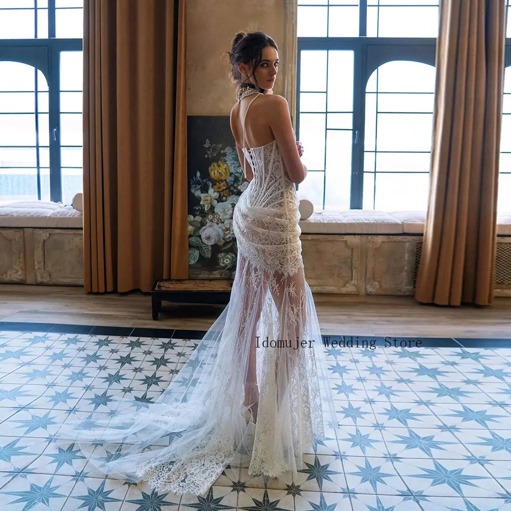 Luxury Strapless Corset Sheer Lace Mermaid Bridal Gown Vintage Loft Cu –  The Clothing Company Sydney
