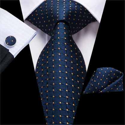 Blue Paisley Silk Tie Set – Necktie, Cufflinks & Hanky for Men The Clothing Company Sydney