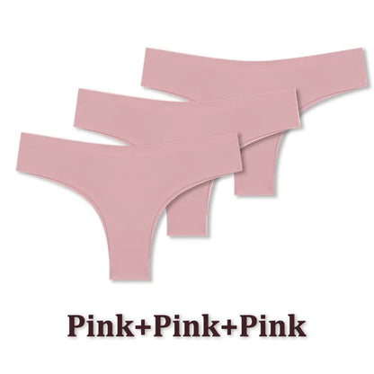 3 Pack Seamless Ultra-thin Panties Women Ice Silk Underwear Panty Low Waist G-string Briefs