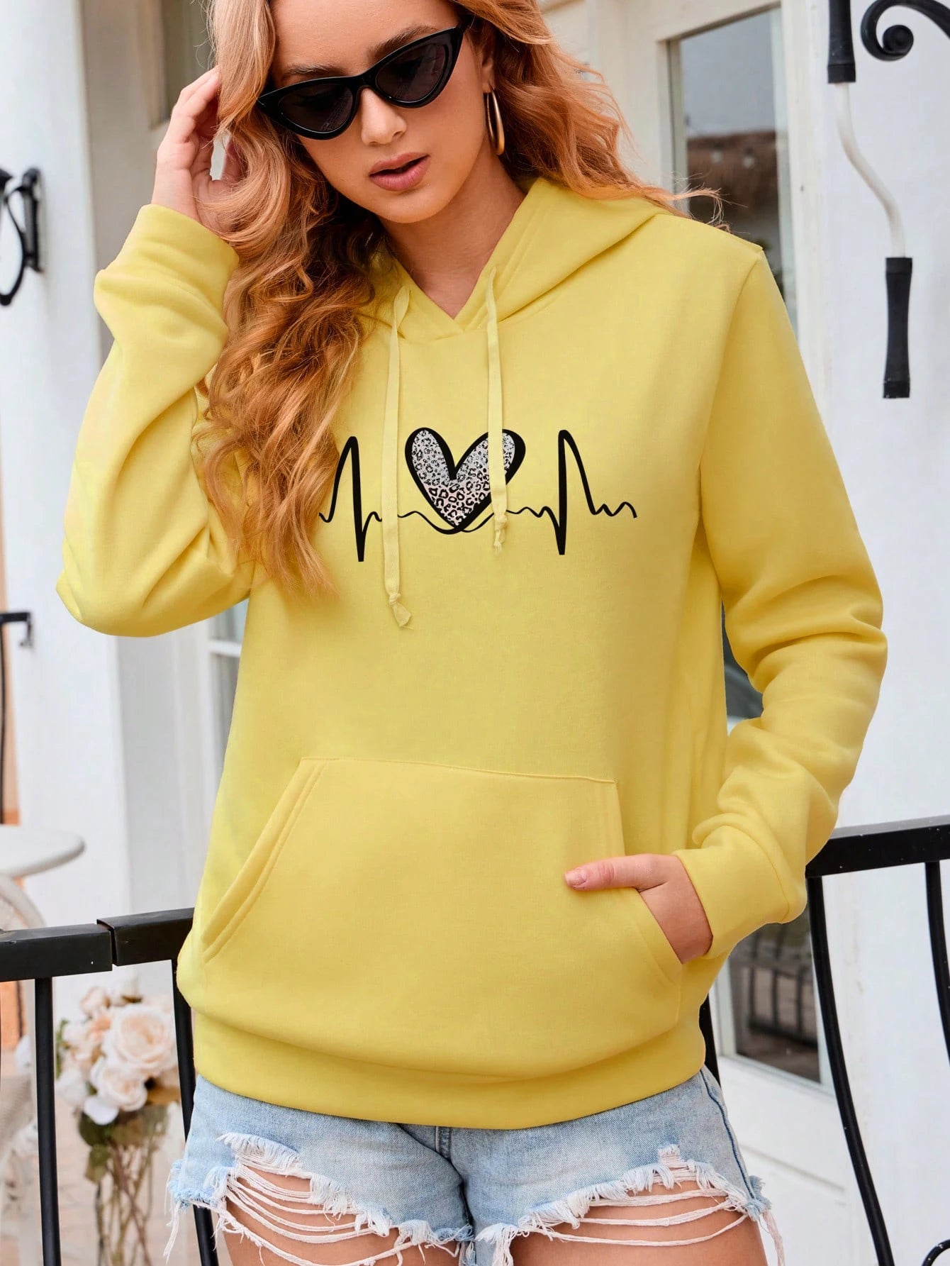 Long Sleeve Printed Women's Hoodie Casual Top