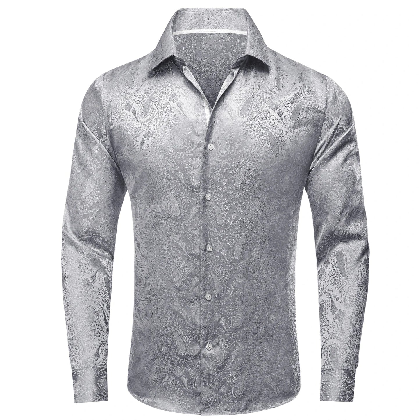 Men's Paisley Teal Blue Pink Grey Shirts Long Sleeve Dress Shirt Blouse for Male Wedding Party Banquet Office Dress Shirt The Clothing Company Sydney