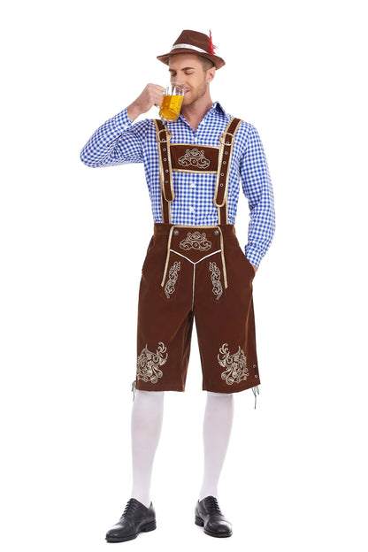Men's Three Piece Oktoberfest Lederhosen Costume Bavarian German Festivals Suspenders Shirt Hat Male Cosplay Costume The Clothing Company Sydney