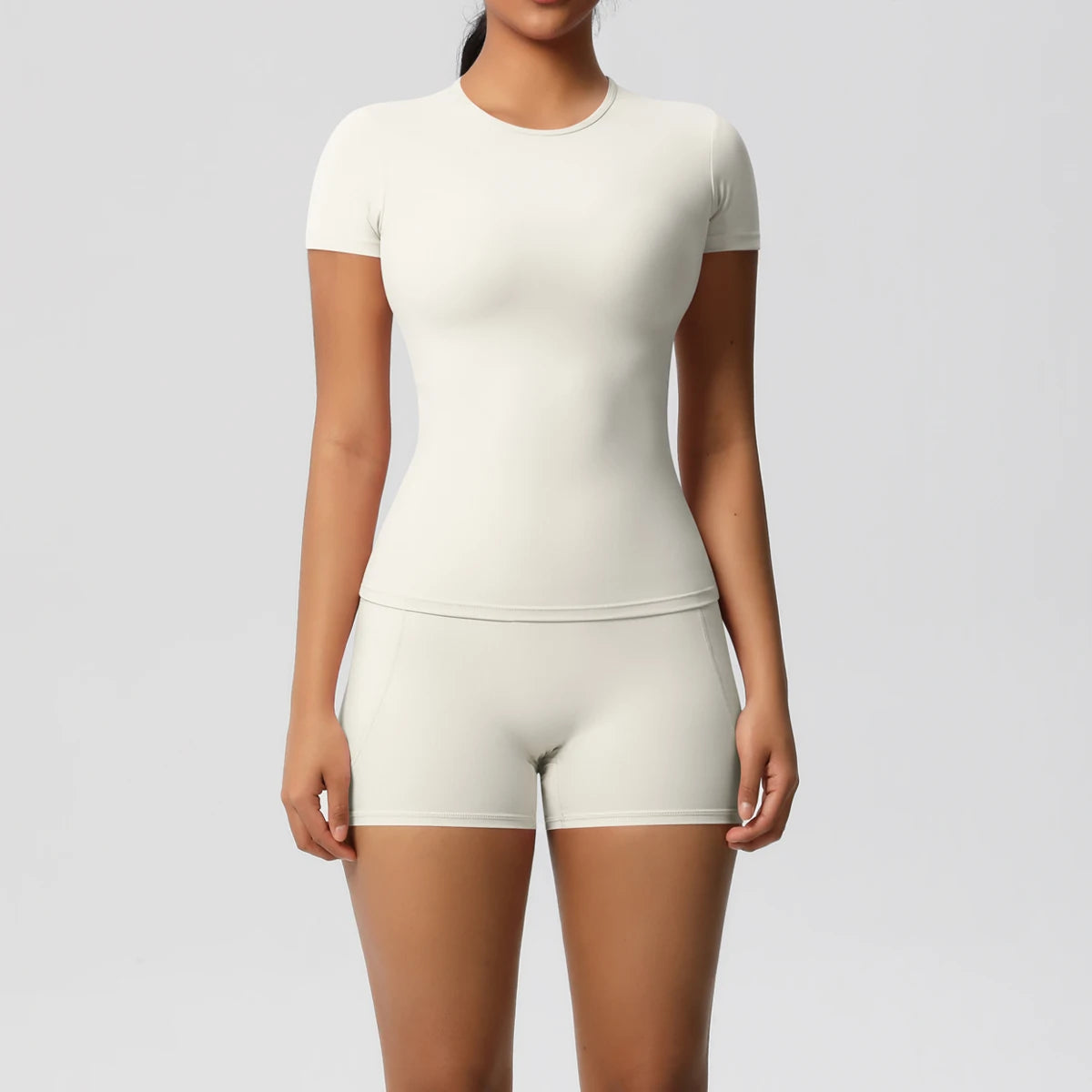 Workout Sportswear 2 Piece Piece Female Yoga Shirt Push Up Workout Clothes Outdoors Sport  High Waist  Fitness Sport Shorts