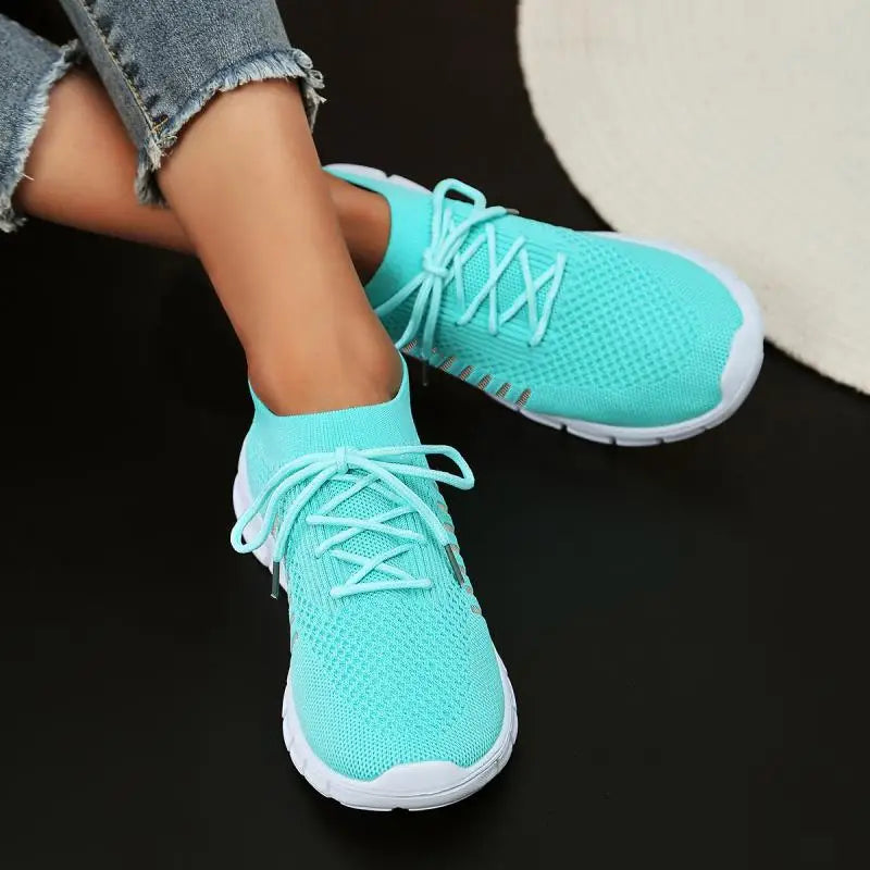 Mesh Breathable Soft Sole Sneakers Lightweight Non-Slip Running Walking Casual Lace Up Flats Shoes