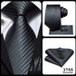 3 Piece Black Floral Silk Wedding Tie For Men Handky Cufflink Elegant Necktie Set For Men