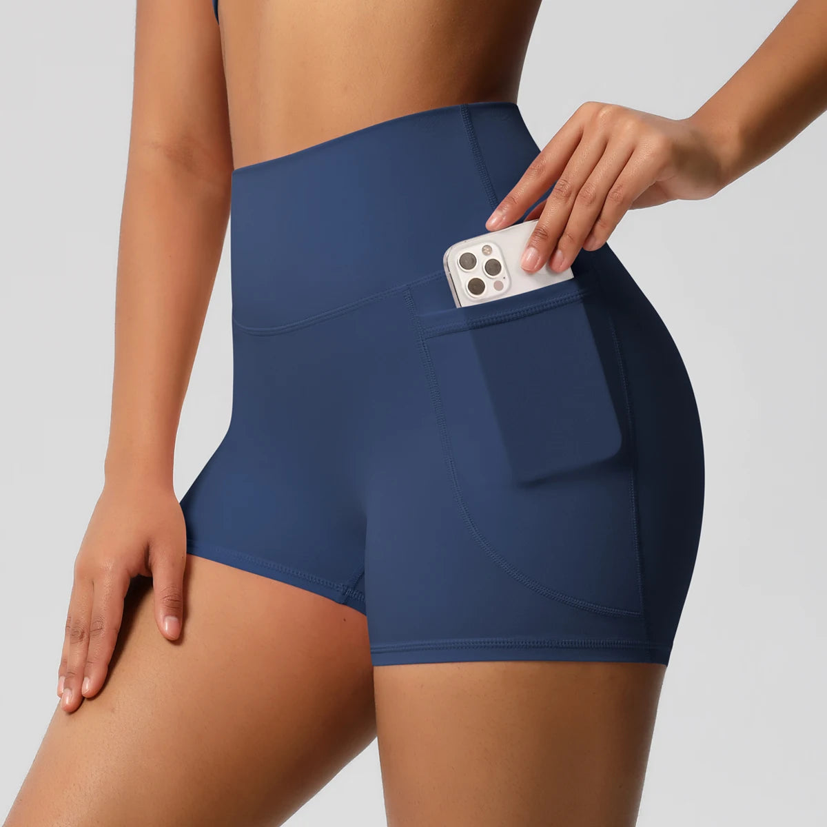 Women's Pocketed Yoga Legging Shorts Squat Proof High Waist Fitness Quick Drying Cycling Workout Gym Shorts