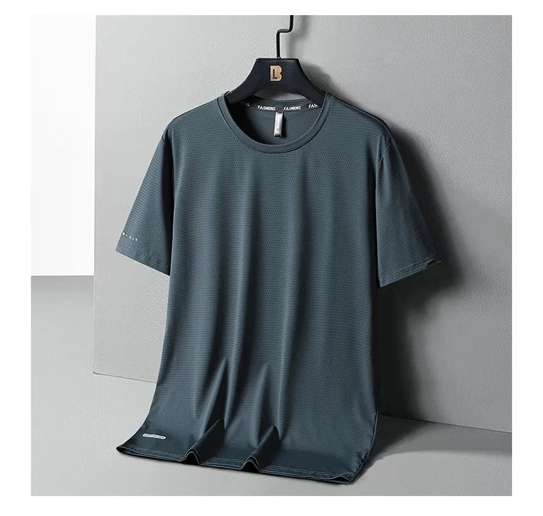 Ice Silk T-Shirts Men Plus Size Tshirt Tee Shirt Breathable Running Top
